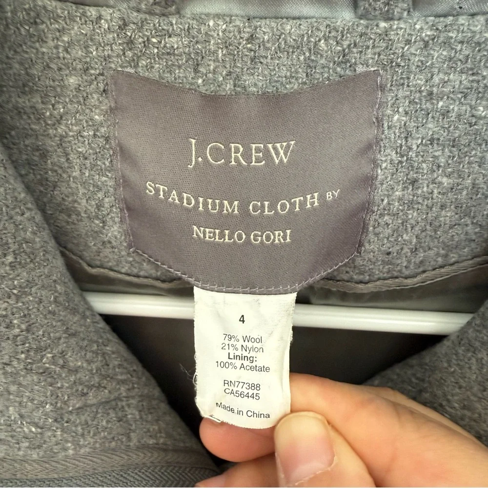 J. Crew Women's Gray Pea Coat with Hood - Picture 3 of 9